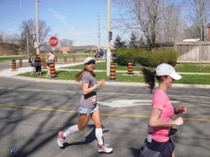 I took this photo at Orr Road and Lakeshore Road West (26km of Mississauga Marathon). Patty is on the left, and Sam is on the right. This is one of the most liked photos I ever uploaded to Facebook...