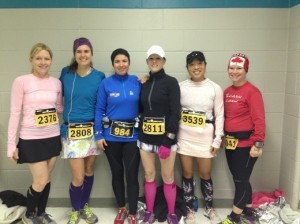 The #BurlingtonSkirtBrigade before the Hamilton Half-Marathon (photo lovingly stolen from Macnic's blog)