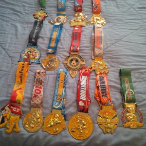 Three years of Walt Disney World Marathon Weekend medals