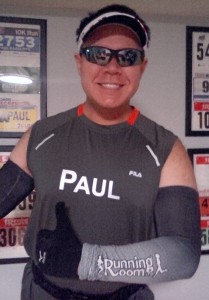 Trying on my race gear for the New York Marathon