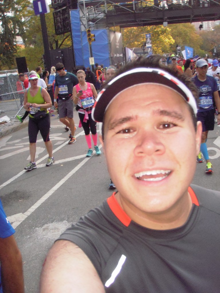 Moments after crossing the finish line. These are tears of joy, purely manly tears. Certainly NOT tears of excruciating pain.