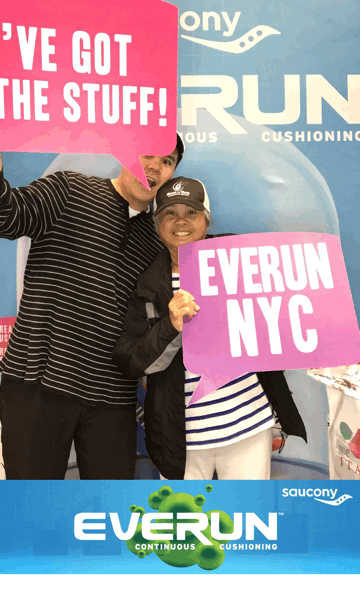 At the Saucony booth with my mom