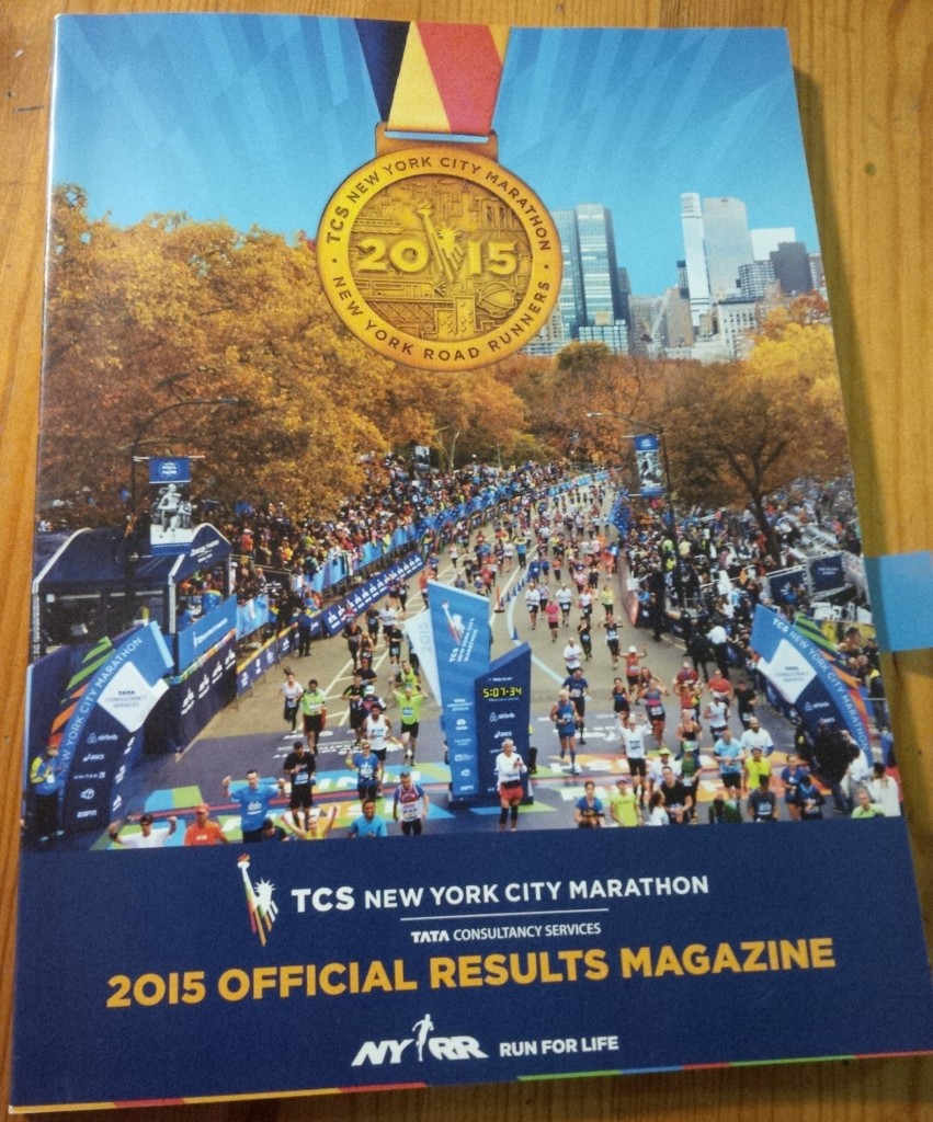 Cover of the TCS New York City Marathon 2015 Official Results Magazine