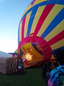 Hot air balloon getting its hot air