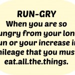 RUN-GRY: When you are so hungry from your long run or your increase in mileage that you must eat.all.the.things.