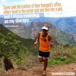 Some seek the comfort of their therapist's office, others head to the corner pub and dive into a pint., but I chose running as my therapy. - Dean Karnazes